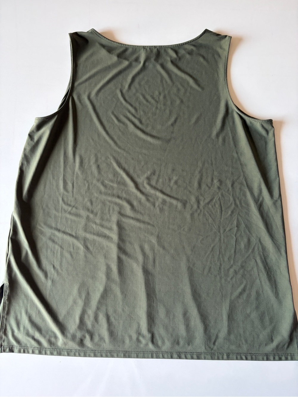 Chicos dark green size 3 women’s XL sleeveless blouse tank top side slit stretch - Picture 6 of 6